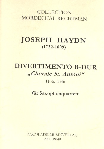 Divertimento B-Dur  für 4 Saxophone (SATB)  Partitur und Stimmen