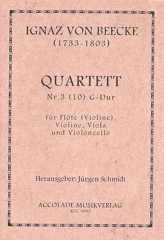Quartett G-Dur Nr.3 für Violine (Flöte),  Violine, Viola und Violoncello  Partitur und Stimmen