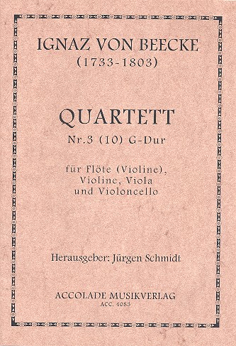 Quartett G-Dur Nr.3 für Violine (Flöte),  Violine, Viola und Violoncello  Partitur und Stimmen