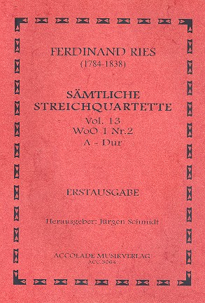 Streichquartett A-Dur Nr.13 WoO1 Nr.2  Partitur und Stimmen  
