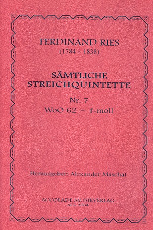 Quintett f-Moll Nr.7 WoO62  für 2 Violinen, Viola und 2 Violoncelli  Partitur und Stimmen