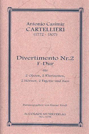 Divertimento F-Dur Nr.2 für 2 Oboen,  2 Klarinetten, 2 Hörner und 2 Fagotte  Partitur und Stimmen