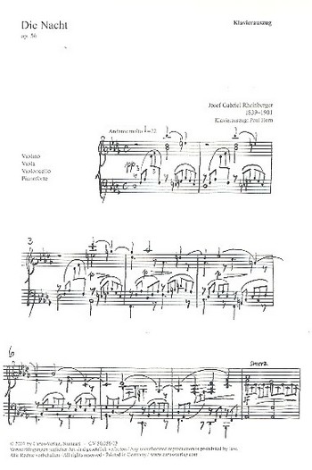 Die Nacht op.56 für gem Chor, Streicher&nbsp;&nbsp;und Klavier&nbsp;&nbsp;Klavierauszug