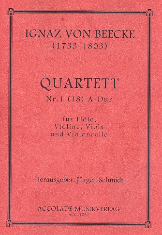 Quartett A-Dur Nr.1 für Flöte,  Violine, Viola und Violoncello  Partitur und Stimmen