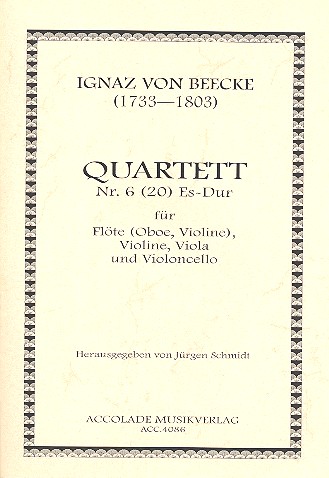 Quartett Es-Dur Nr.6 für Flöte,  Violine, Viola und Violoncello  Partitur und Stimmen