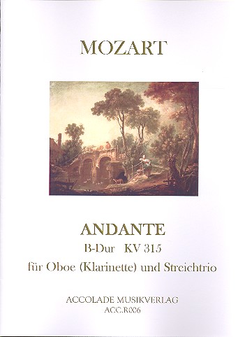 Andante B-Dur KV315 für Oboe (Klarinette),  Violine, Viola und Violoncello  Partitur und Stimmen