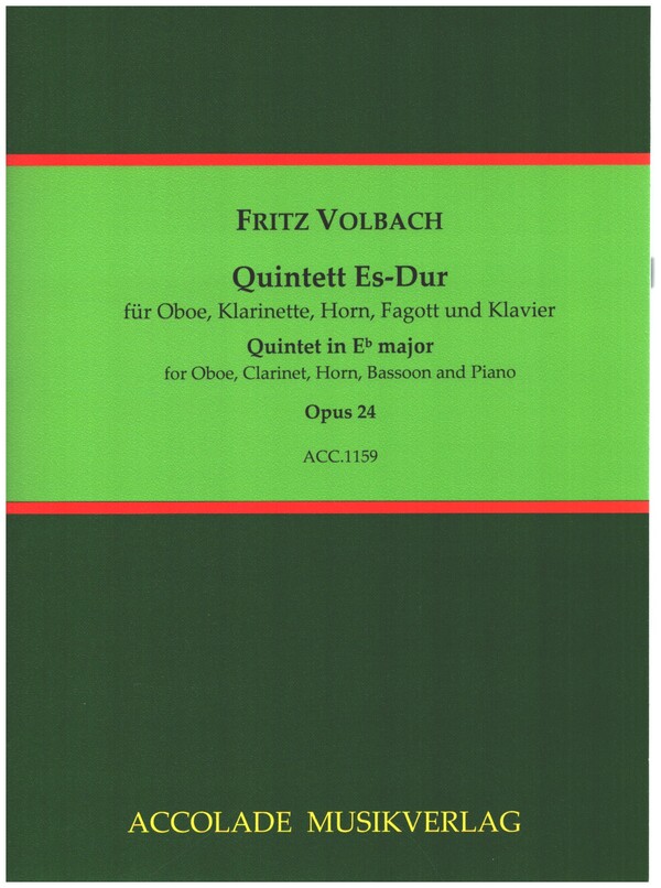 Quintett Es-Dur op.24 für Oboe,&nbsp;&nbsp;für Oboe, Klarinette, Horn, Fagott und Klavier&nbsp;&nbsp;Partitur und Stimmen