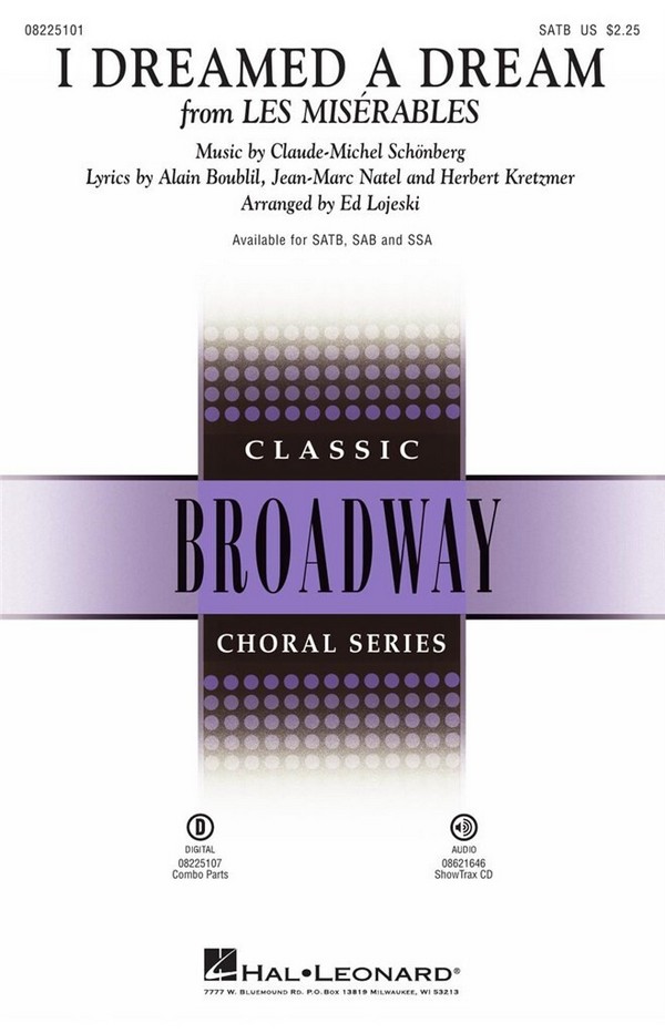 I dreamed a Dream for mixed chorus (SATB)  and piano, instruments ad lib  vocal score