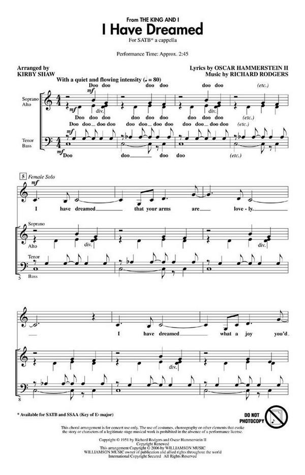 I Have Dreamed for mixed chorus (SATB)&nbsp;&nbsp;a cappella&nbsp;&nbsp;score