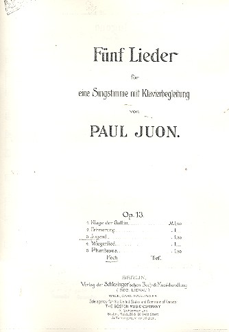 Jugend op.13,3  für Gesang und Klavier  