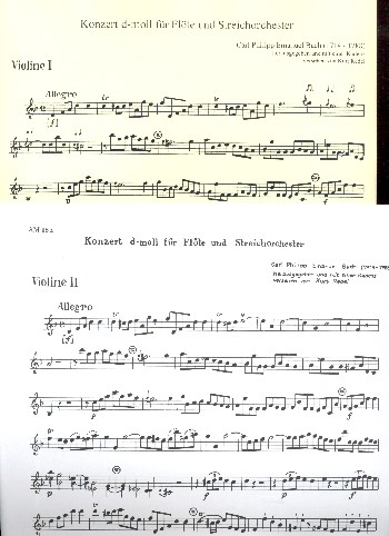 Konzert d-Moll Wq22  für Flöte und Streichorchester  Stimmensatz (3-3-2-3)