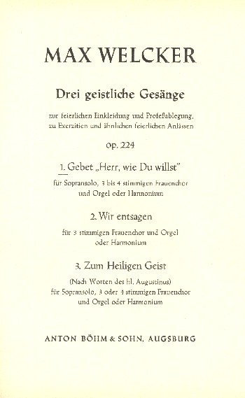 Gebet op.224,1&nbsp;&nbsp;für Frauenchor a cappella&nbsp;&nbsp;Partitur