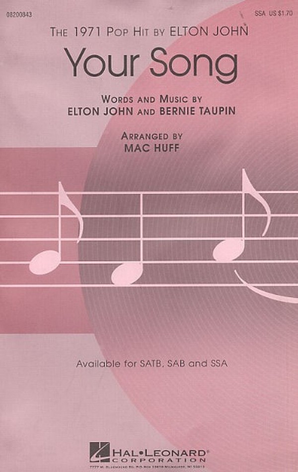 Your Song for female chorus and piano&nbsp;&nbsp;score&nbsp;&nbsp;