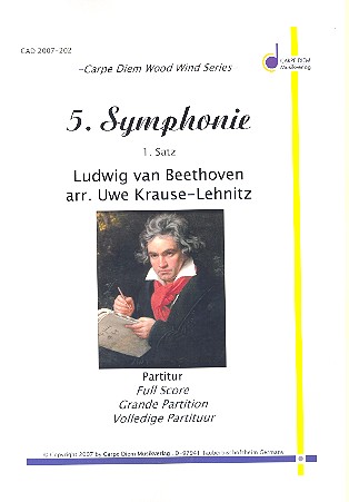 1.Satz aus der Sinfonie c-Moll Nr.5  für 3 Klarinetten und Bassklarinette  Partitur und Stimmen