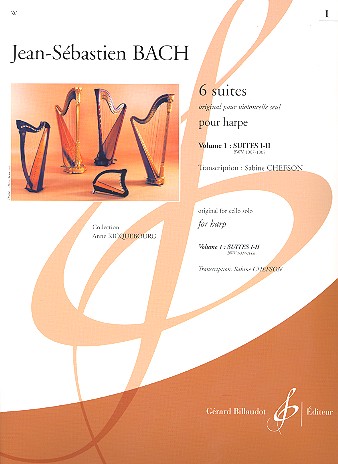 6 Suites vol.1 (nos.1-2 BWV1007-1008) pour&nbsp;&nbsp;harpe&nbsp;&nbsp;