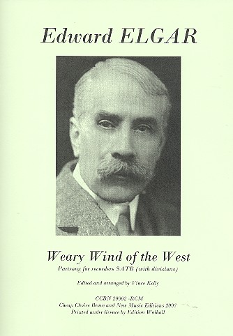 Weary Wind of the West for 4 recorders  (voices/SATB)  score and parts (piano for rehearsal only)