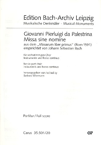 Messa sine nomine  für gem Chor, Instrumente und Bc  Partitur