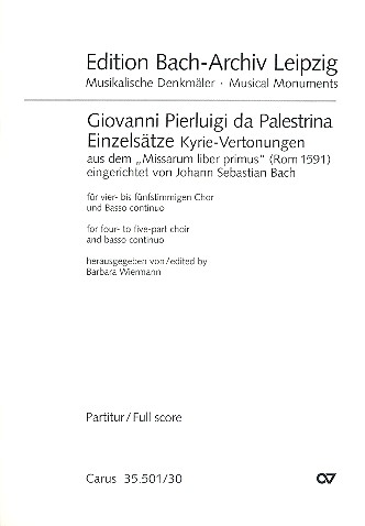 Einzelsätze und Kyrie-Vertonungen  für gem Chor und Bc  Partitur