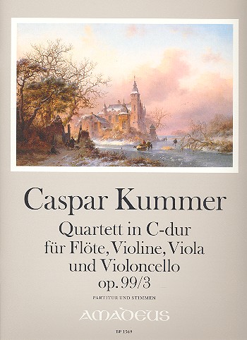 Quartett C-Dur op.99,3 für  Flöte, Violine, Viola und Violoncello  Partitur und Stimmen