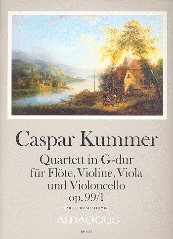 Quartett G-Dur op.99,1 für  Flöte, Violine, Viola und Violoncello  Partitur und Stimmen