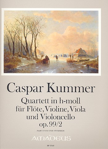 Quartett h-Moll op.99,2 für  Flöte, Violine, Viola und Violoncello  Partitur und Stimmen