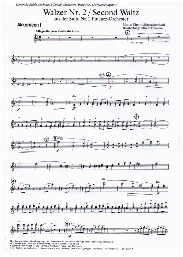 Walzer Nr.2 für Akkordeonorchester  Akkordeon 1  