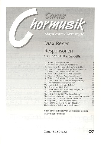 20 Responsorien für gem Chor a cappella  Partitur (dt)  