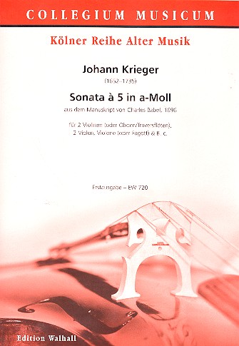 Sonate à 5 a-Moll  für 2 Violinen (Oboen/Traversflöten), 2 Violen, Violone (Fagott) und B  Partitur und Stimmen