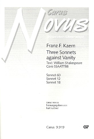 3 Sonnets against Vanity&nbsp;&nbsp;für gem Chor a cappella&nbsp;&nbsp;Partitur (en)