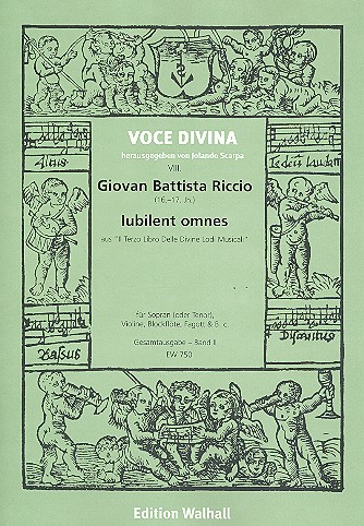 Iubilent omnes  für Sopran, Violine, Blockflöte, Fagott und Bc  Partitur und Stimmen (Bc nicht ausgesetzt)