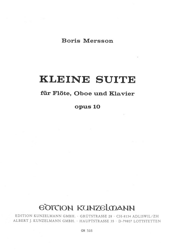 Kleine Suite op.10  für Flöte, Oboe und Klavier  Stimmen