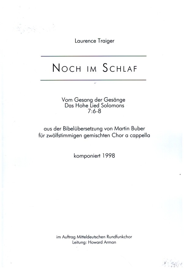 Noch im Schlaf für gem Chor a cappella  (12-stimmig)  Partitur