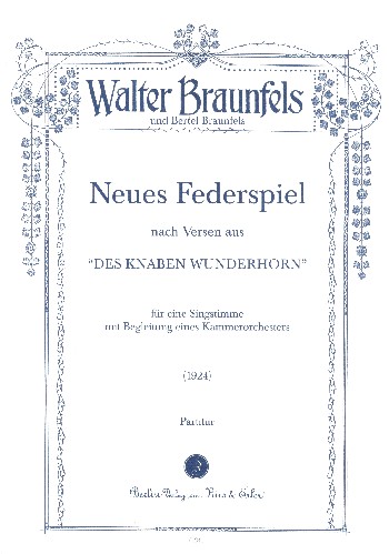 Neues Federspiel für Gesang und  Kammerorchester  Partitur