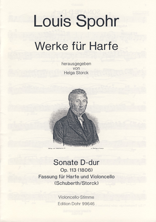 Sonate D-Dur op.113 für Harfe für Harfe  und Violoncello  Violoncellostimme