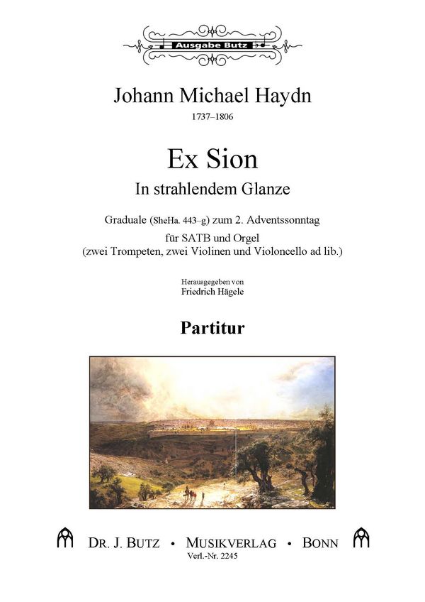 Ex Sion  für gem Chor, 2 Trompeten, Violoncello und Orgel (2 Violinen ad lib)  Partitur (dt/lat)