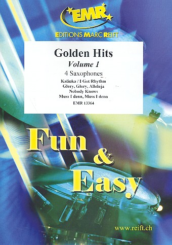 Golden Hits Band 1: für 4 Saxophone&nbsp;&nbsp;(S(A)ATBar) (Klavier/Orgel und Percussion ad lib)&nbsp;&nbsp;Partitur und Stimmen
