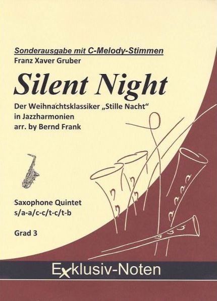 Silent Night für 5 Saxophone  (mit C-Melody-Saxophon)  Partitur und Stimmen