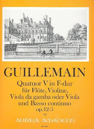 Quartette d-Moll 12,5  für Flöte, Violine, Viola da gamba (Viola) und BC  Partitur und Stimmen