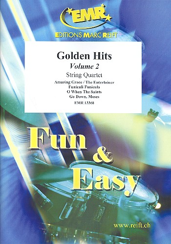 Golden Hits vol.2 for 2 violins, viola&nbsp;&nbsp;and violocello (contrabass)&nbsp;&nbsp;(Piano/organ/percussion ad lib)  score and parts