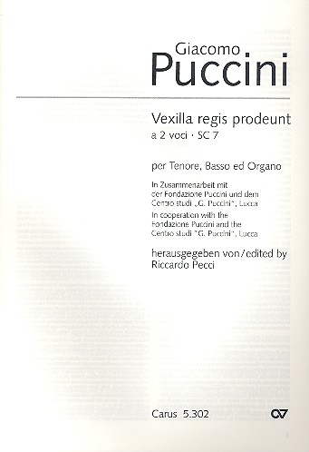 Vexilla regis prodeunt SC7 für Tenor,&nbsp;&nbsp;Bass und Bc&nbsp;&nbsp;Partitur