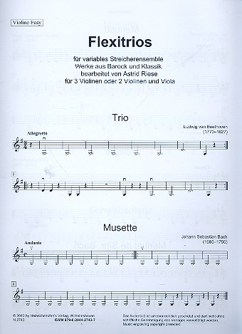 Flexitrios für 3 Violinen (1. Lage)&nbsp;&nbsp;Ergänzungsstimme Violine easy&nbsp;&nbsp;