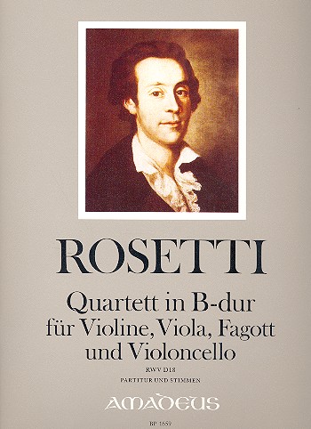Quartett  B-Dur RWV D18  für Violine, Viola, Fagott und Violoncello  Partitur und Stimmen