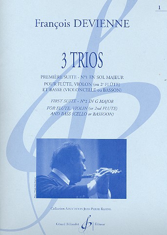 Trio sol majeur no.1 pour 2 flutes ou  flute et violon et basse (violoncelle ou basson)  partition+parties