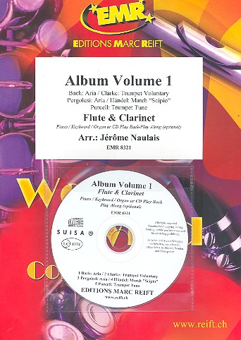 Album vol.1 (+CD) for flute and clarinet&nbsp;&nbsp;(piano/keyboard/organ ad lib)&nbsp;&nbsp;2 scores