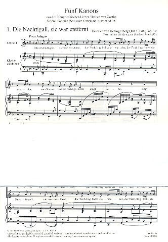 5 Kanons für gem Chor und Klavier  Partitur  