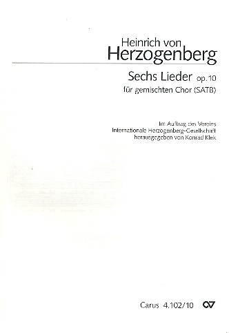 6 Lieder op.10  für gem Chor a cappella  Partitur