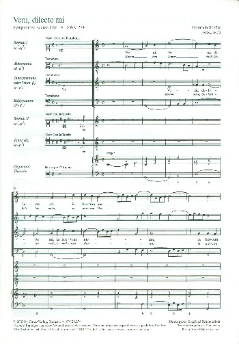 Veni dilecte mi SWV274 für Soli SST&nbsp;&nbsp;3 Posaunen, Bc und Orgel&nbsp;&nbsp;Partitur