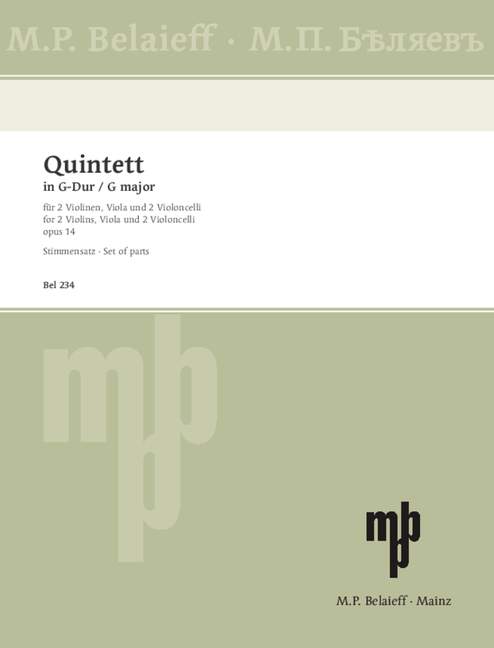 Quintett G-Dur op.14  für 2 Violinen, Viola und 2 Violoncelli  Stimmen