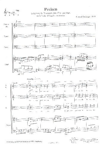 Preisen &nbsp;&nbsp;für gem Chor und Orgel&nbsp;&nbsp;Singpartitur