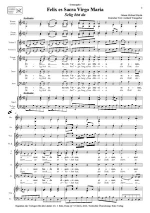 Felix es Sacra virgo Maria  für gem Chor und Instrumente  Partitur